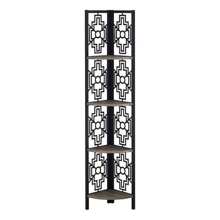 DAPHNES DINNETTE 62 in. Dark Taupe & Black Metal Corner Etagere Bookcase DA3061480